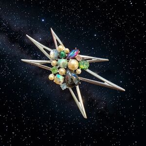 VTG 1950s MCM Atomic Starburst Brooch Emmons Y3K Galaxy Mad Men Collectible
